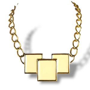 Vintage Signed Monet Gold Tone Geometric Necklace